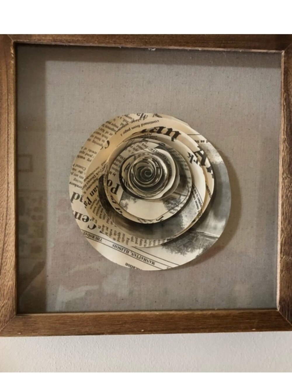 Target Framed Paper Flower Wall Art - Neutral Newspaper Print